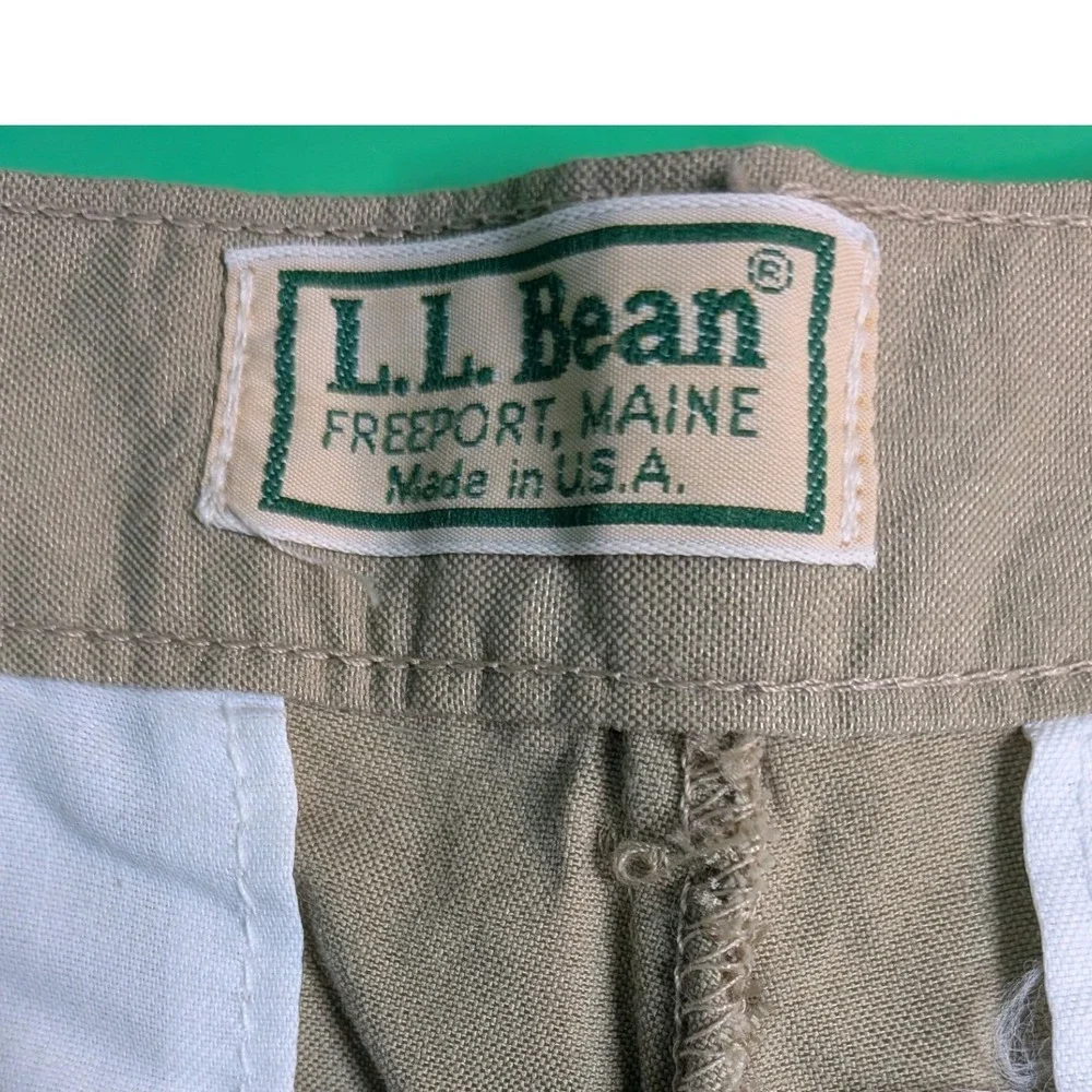 Vintage LL Bean Upland Hunting Pants Mens 36x29 Tan Green Made in USA Nylon J122